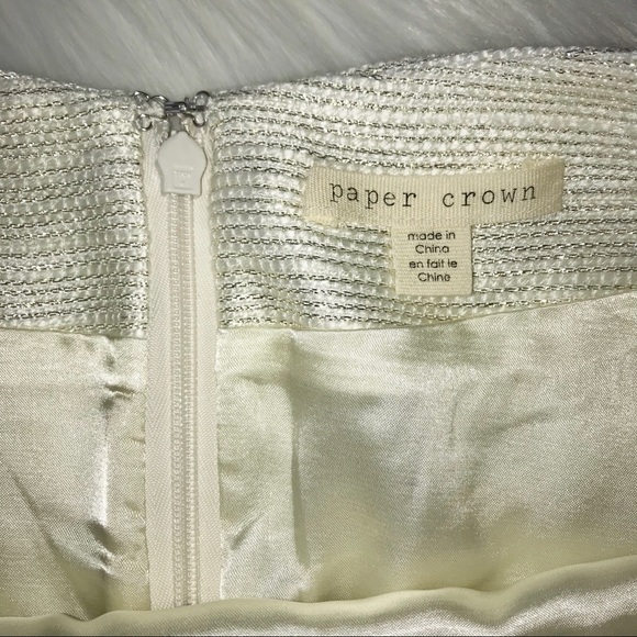 Anthropologie PaperCrown Metallic Cream Ivory Skirt Women’s Size 6 - Picture 3 of 8